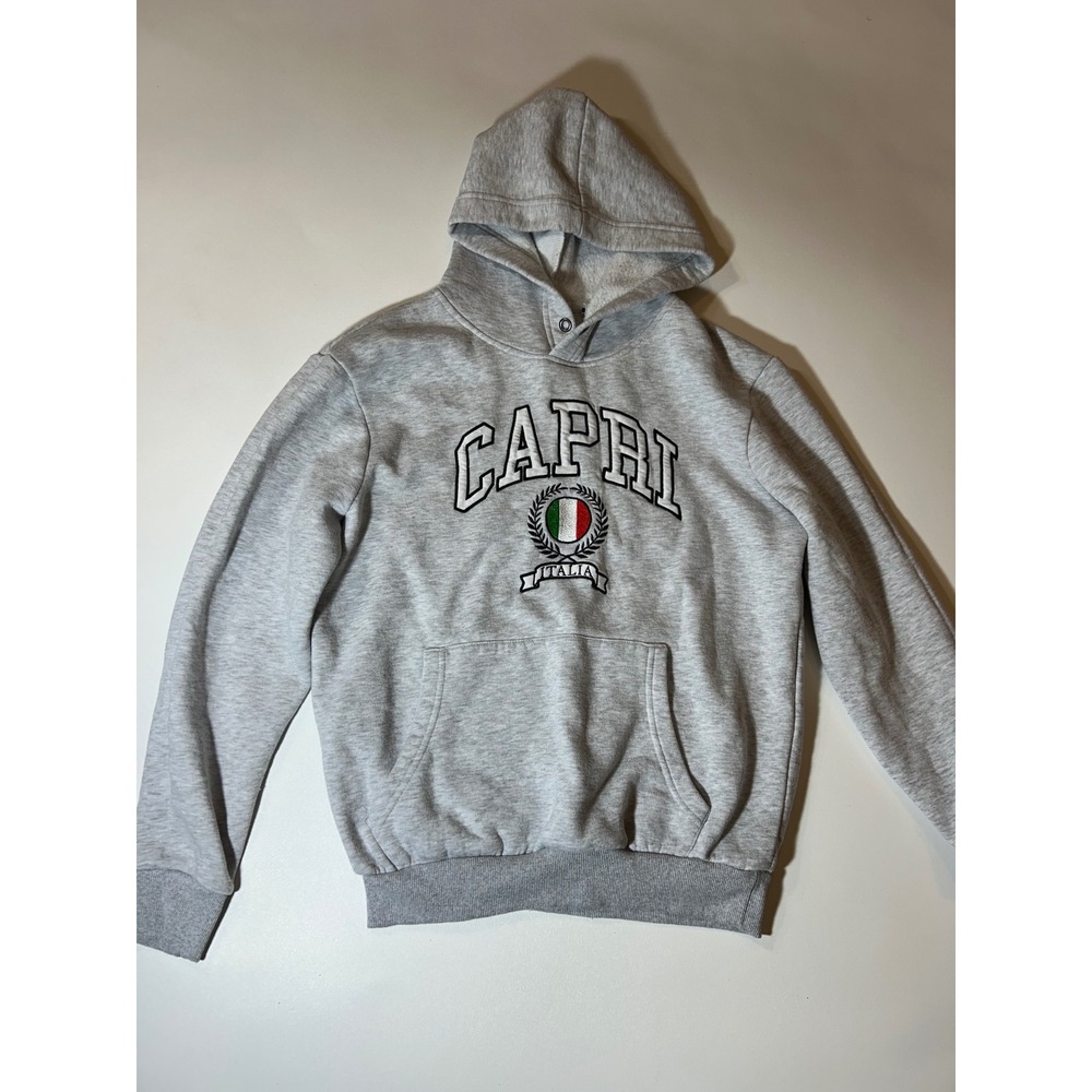 La Divina Costiera Hoodie Men's Size M Gray Capri Italia Embroidered Graphic
